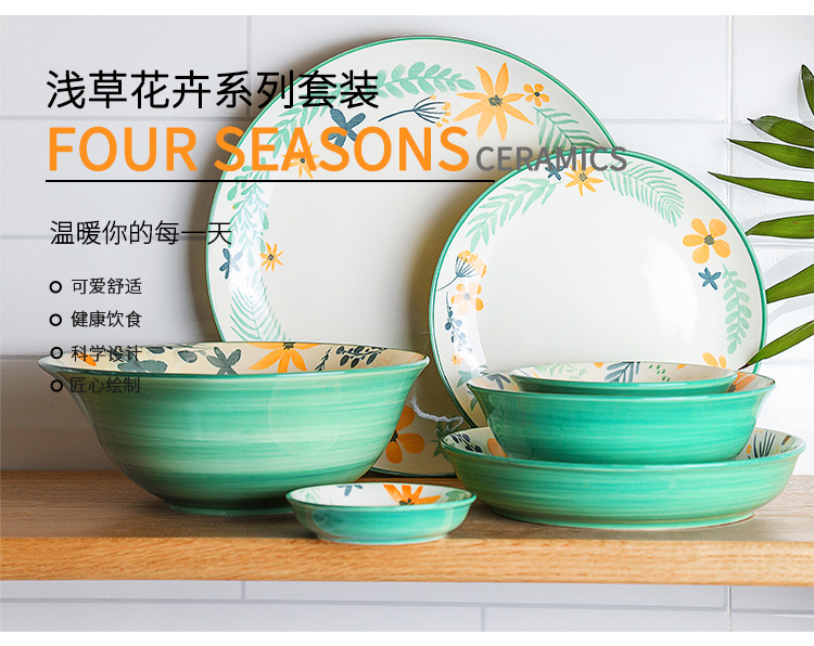 Boss in asakusa hand - made tableware suit Nordic 0 jobs the pure and fresh and creative household ceramics large soup bowl