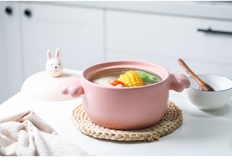 Boss the month of familiar cartoon animals crock pot creative express cat rabbit household ceramic stew soup simmering saucepan