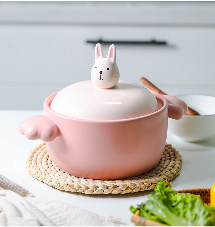 Boss the month of familiar cartoon animals crock pot creative express cat rabbit household ceramic stew soup simmering saucepan