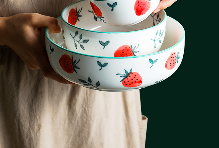 Boss on spring creative strawberry tableware ins 0 fish dish the Nordic household ceramic bowl rainbow such as bowl soup bowl