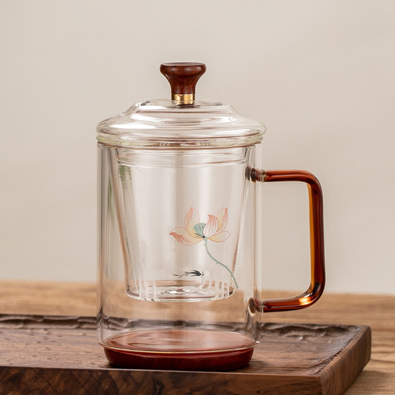 Tea Cup with Tea-Water Separation for Office Use, Personal Use, Japanese Tea Ceremony, Green Tea Glass Cup, High-End