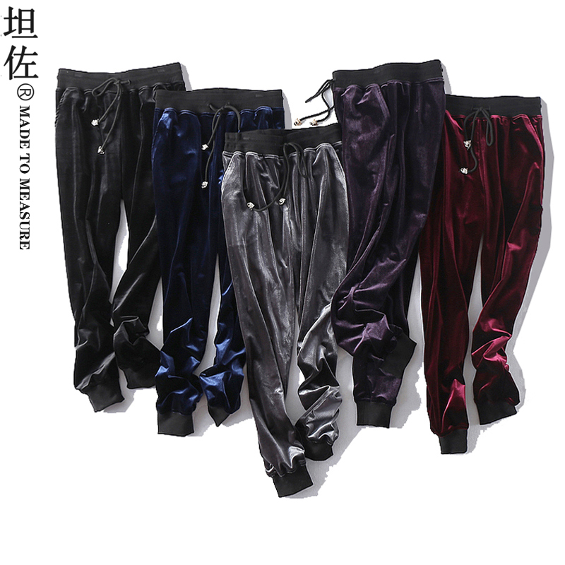 Tanzo 26 Spring, Autumn, and Winter Unisex Couple Style Genuine Imported Velvet Fleece-Lined Harem Pants Jogging Sports Pants Long Pants