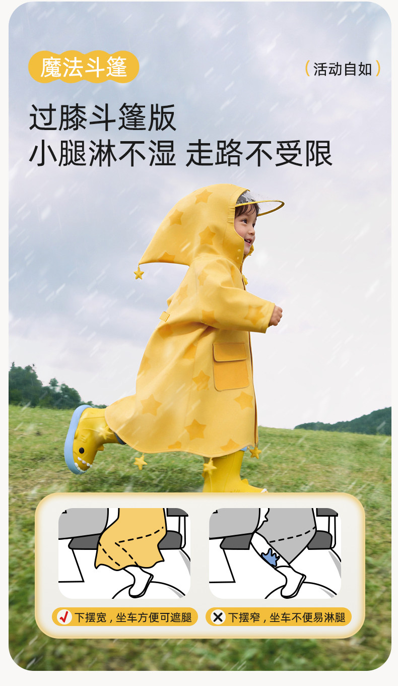 星星小鲨鱼儿童雨衣雨鞋套装男童女孩宝宝防水卡通雨靴防滑水鞋 — 11