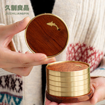 Long system of good quality black sandalwood solid wood tea cup cushion copper-proof and heat-insulating cup cushion flowers pear Muqigfu tea cup day-style cup tootto