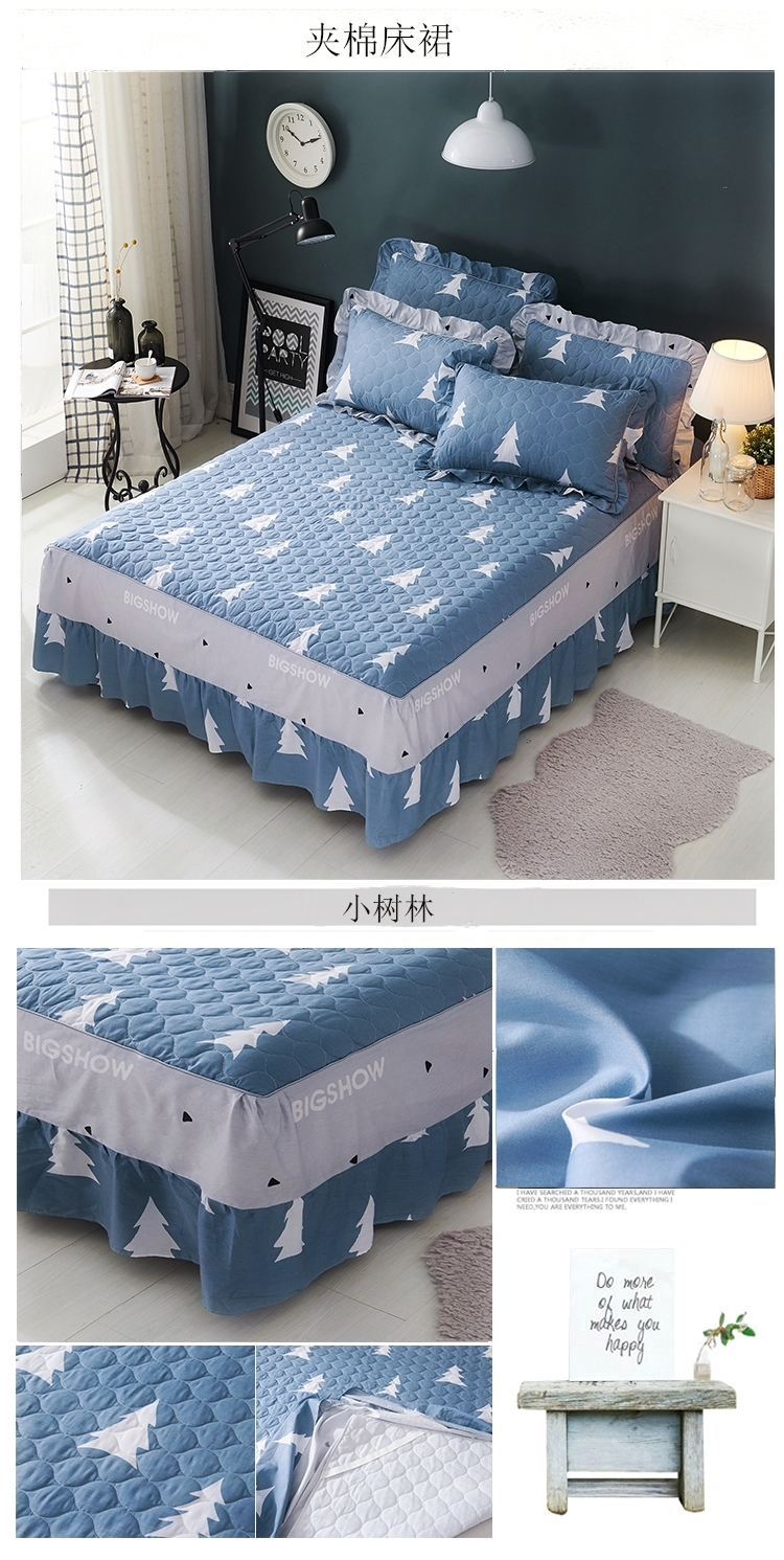 Khăn trải giường màu hồng trải giường đơn mảnh cotton dày bông trải giường 1.5m1.8 Cotton và vải lanh Hàn Quốc - Váy Petti váy giường khách sạn