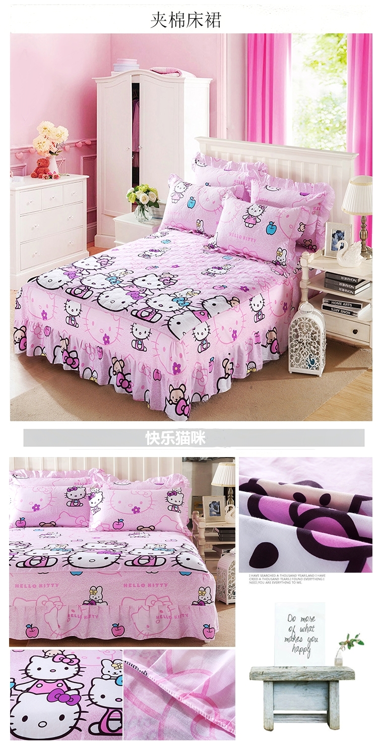Khăn trải giường màu hồng trải giường đơn mảnh cotton dày bông trải giường 1.5m1.8 Cotton và vải lanh Hàn Quốc - Váy Petti váy giường khách sạn