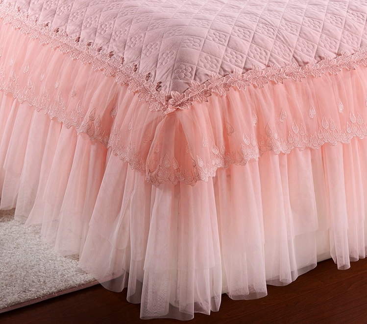 Đồng bằng đơn trắng bông trải giường ren twill giường váy bao quanh bởi bông dày túi đơn bông - Váy Petti