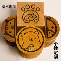 Round glass door handle solid wood custom logo personalized creative custom clothing store log square door handle