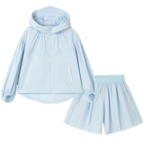 Balabala childrens suit girls summer clothes sun protection and cool feeling two-piece set for middle and older children