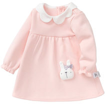 Balabala baby skirt baby long-sleeved princess skirt fashionable childrens autumn and winter dress plus velvet to keep warm and cute