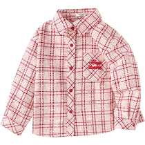 (Same style in the mall) Balabala childrens clothing girls woolen jacket 2024 autumn new plaid shirt small fragrance style