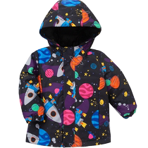Balabala Boys Down Jackets Childrens Baby Autumn and Winter Clothes Space Printed Warm Tops Childrens Clothing Trendy and Cool