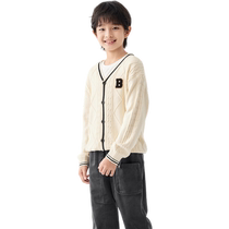 Balabala Childrens Clothing Boys Cardigan Sweater Childrens Autumn Clothing College Style Knitted Sweater for Big Children Versatile Simple Trendy