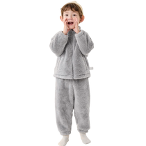 Barabara Childrens pyjamas suit winter coral suede gushed male and female childrens home for children Big children can be worn outside