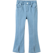 Balabala childrens clothing boys straight pants childrens pants summer clothes medium and large childrens casual loose trousers solid color simple