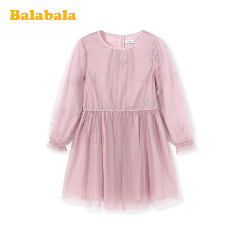 Balabala cô gái ăn mặc trẻ em công chúa váy mùa xuân dress 2020 Big Kids ngọt dài tay áo đầm váy mới cho trẻ em