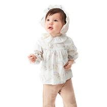 Balabala baby shirt baby top thin girls clothes 2024 autumn new style sweet and exquisite fashion