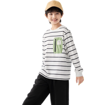 Balabala childrens clothing boys long-sleeved T-shirt bottoming shirt 2024 autumn clothing for older children and childrens tops casual and loose