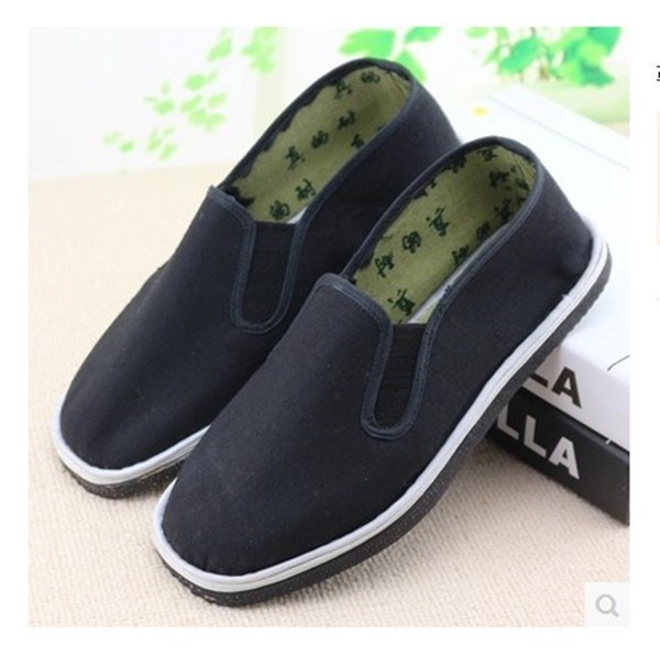 Giày đế dày thường có lớp dưới đáy giày vải nam màu đen giày vải công sở sneaker nam