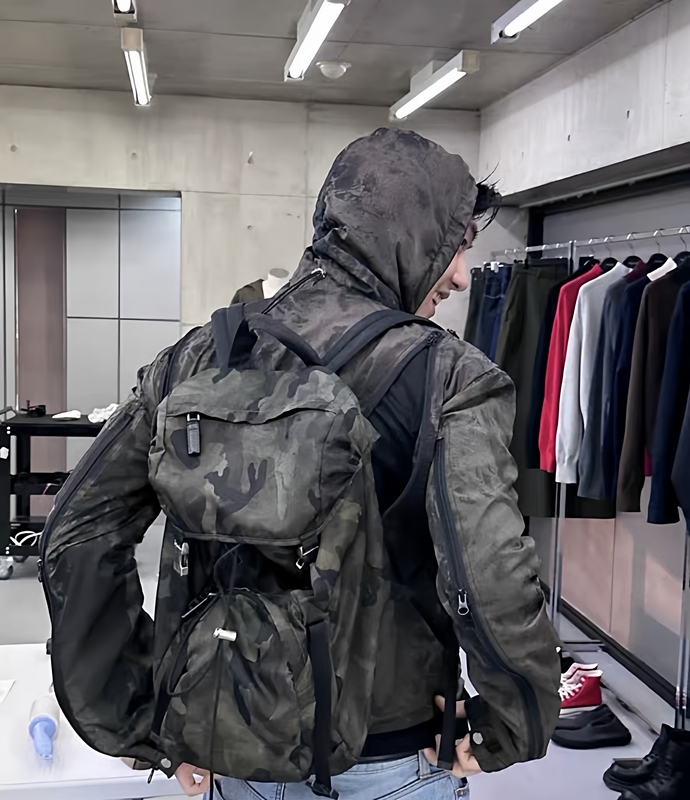 In Stock Kenijima Same Style P Style Camouflage Vintage Backpack School Bag Vibe Retro