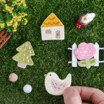 Small forest embroidery stickers small Tree Hut chicken flowers cute Joker decorative stickers clothes ipad denim self-adhesive cloth stickers
