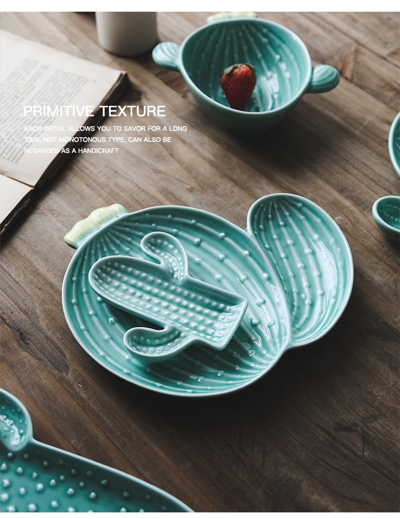 Cactus creative snacks disc ins plate northern wind move breakfast tray was dessert plate ceramic fruit bowl