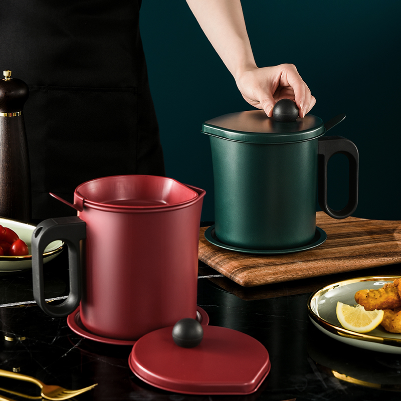 Nordic wind filter oil pot with filter oil storage tank kitchen oil tank mound household stainless steel filter oil residue artifact
