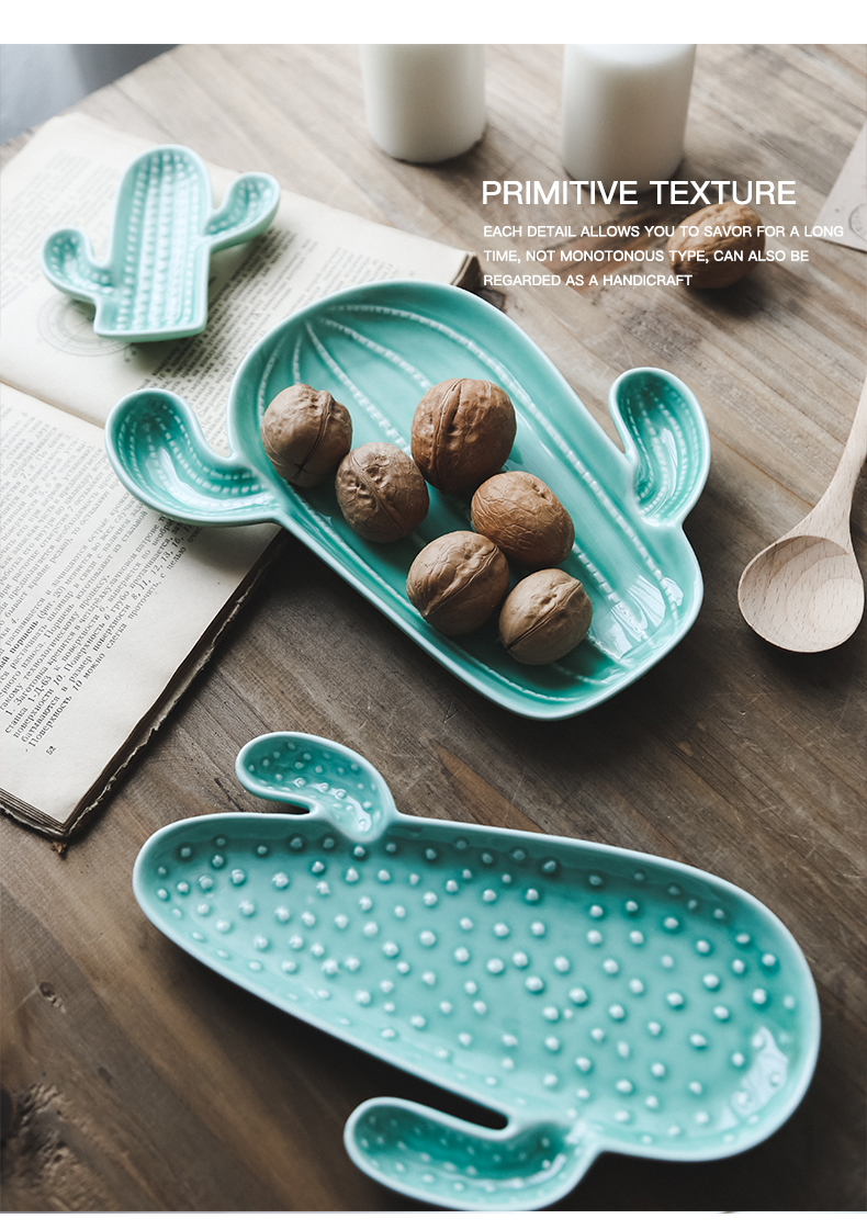 Cactus creative snacks disc ins plate northern wind move breakfast tray was dessert plate ceramic fruit bowl