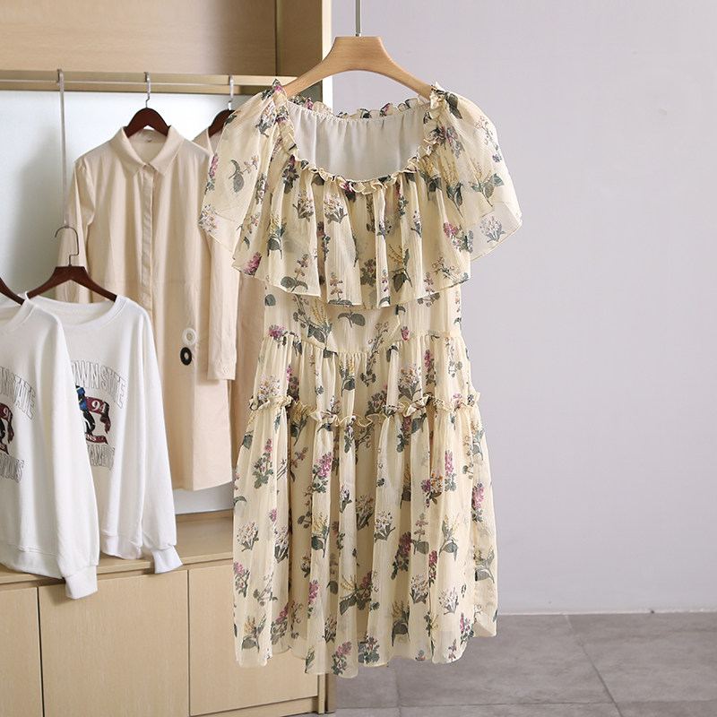 Welfare price 39 9● Tai series shoulder printed snow spinning dress brand discount women's clothing 21 spring and summer new style