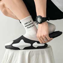 Slippers mens summer couple fashion Internet celebrity one-word slippers mens non-slip trend outside wear outdoor beach Vietnamese slippers mens tide