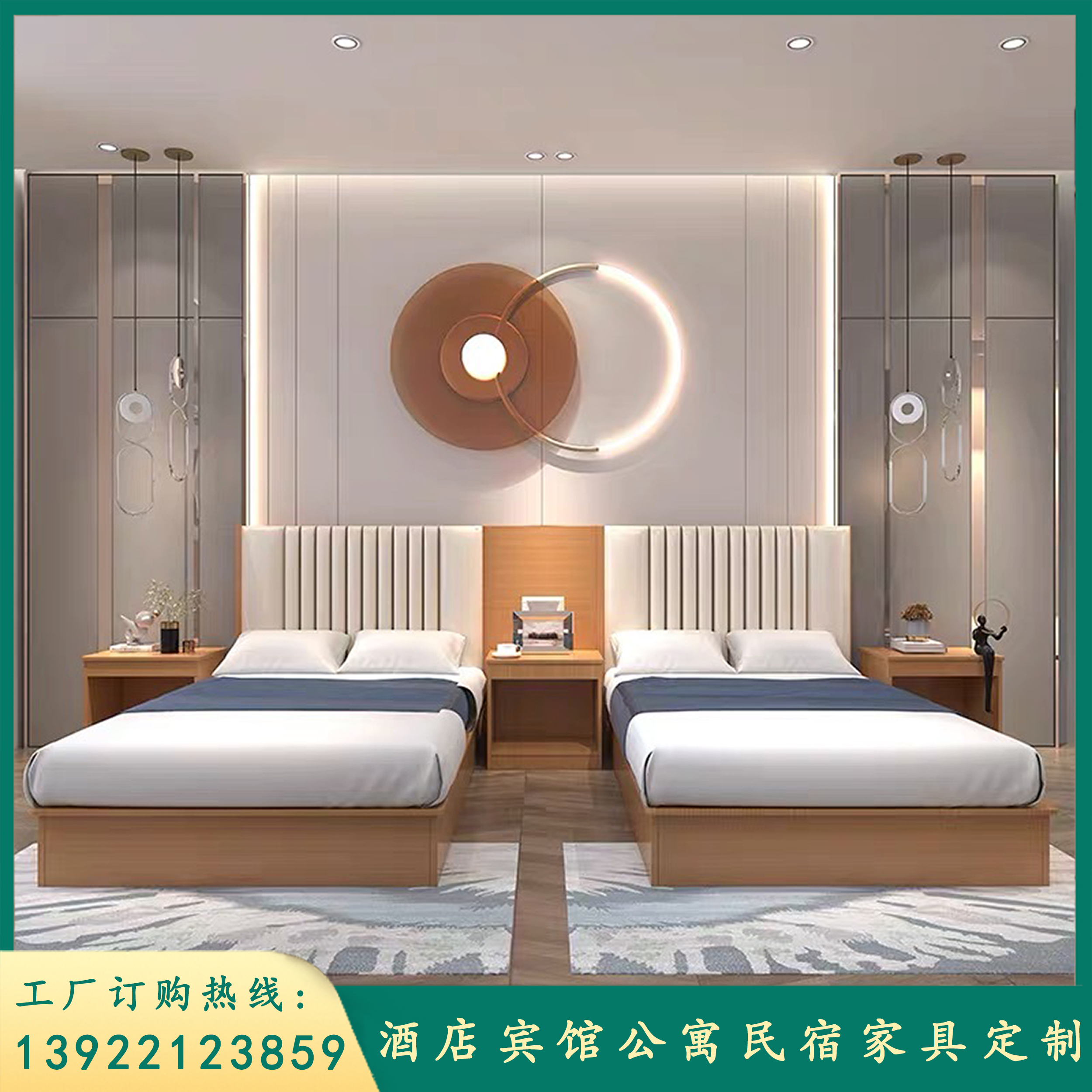 Guest house Furniture Standard Full Suite Custom Hotel Bed Apartment Folk Sleeping Double Bed Rental Home Innate complete with custom