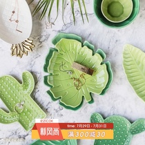 ezicok tropical plant tableware Creative ceramic plate Breakfast inventory heart plate dish plate Simple theme tableware