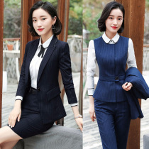 Suit three-piece womens vest set womens autumn and winter 2018 new hotel professional set womens uniform Hotel