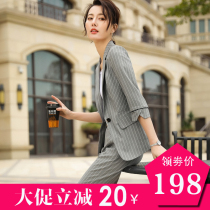 Professional suit suit suit women fashion summer temperament interview dress overalls striped suit suit suit suit female British style