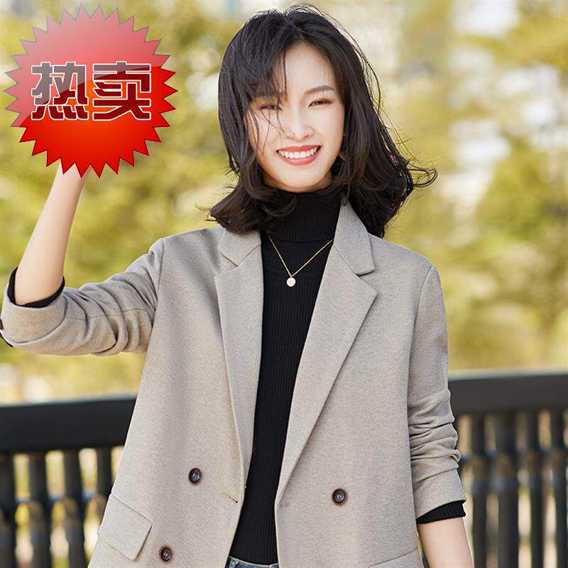 Suit jacket female autumn and winter Korean version loose large size casual British style net red small suit female jacket thickened plus 12 - Taobao