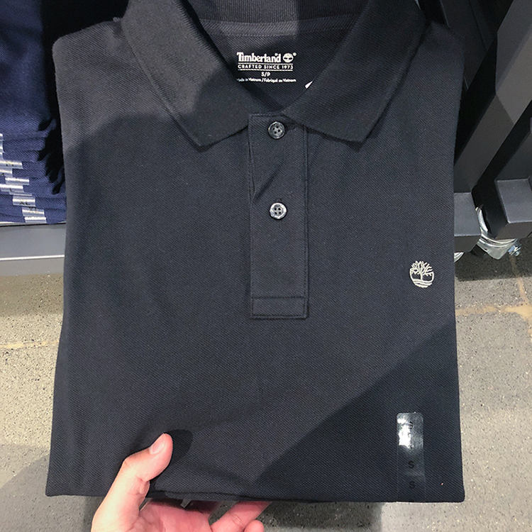 Đất đen 18 mới Timberland Tim Berk cotton tay ngắn sọc rắn màu áo Polo áo polo nam đẹp