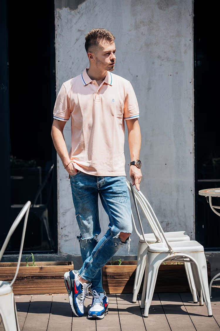 Đất đen 18 anh em Brooks mới Booker Brothers Áo sơ mi nam POLO giản dị Slim màu mỏng thon gọn aso polo