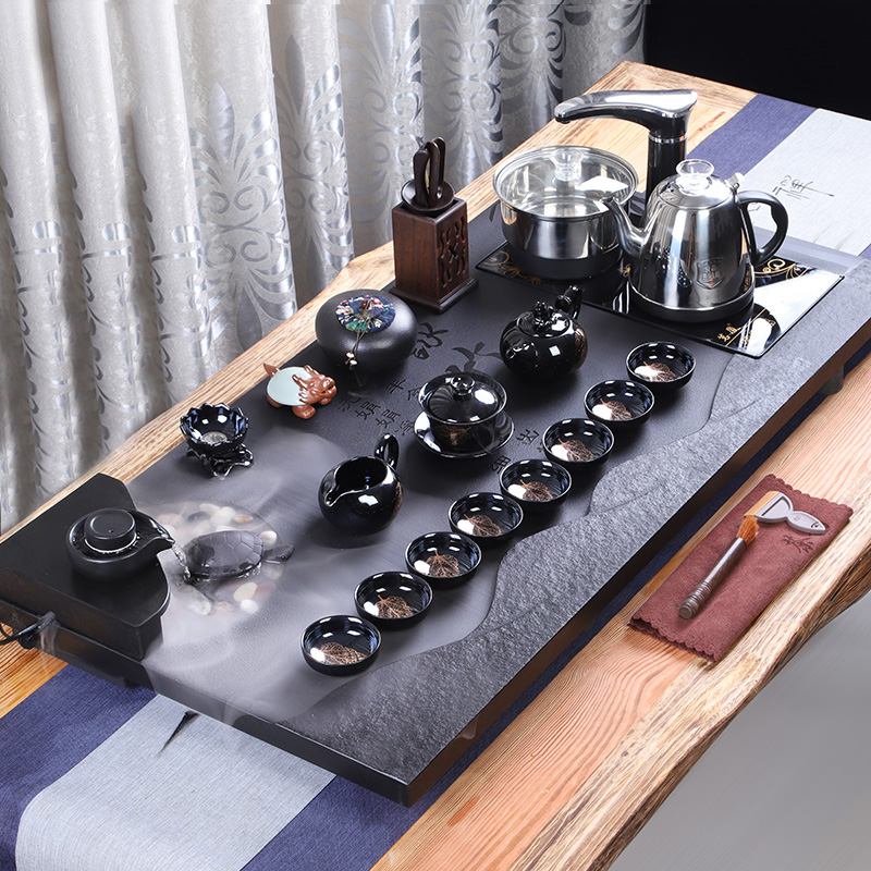 Complete set of Wujinshi tea set home kung fu tea tray living room simple purple sand atomization flowing water Tea Table automatic