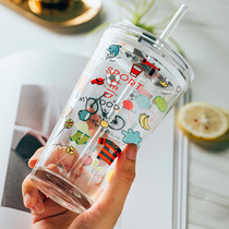 Miao Xun fresh and lovely students transparent glass female male scale household breakfast milk beer cup milk tea cup