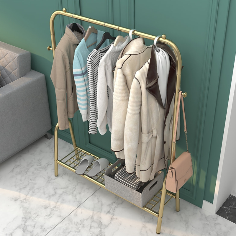 Clothes rack floor-to-ceiling folding indoor clothes rack balcony bedroom clothes rack household simple single-bar coat rack