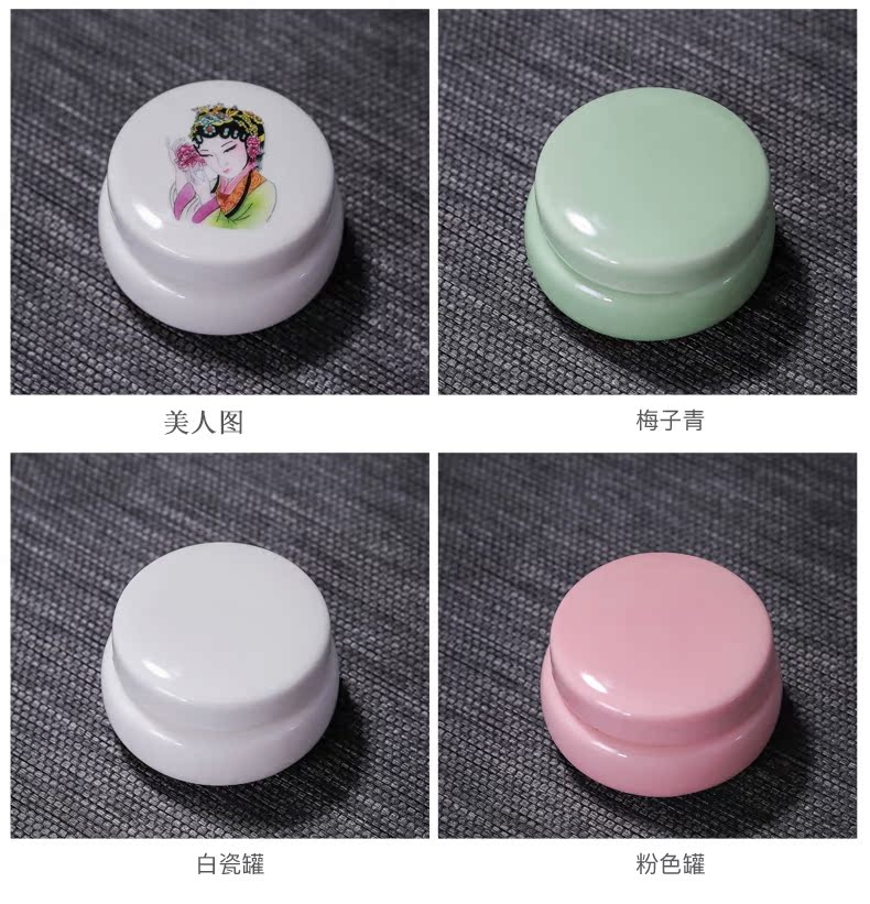 Work ceramic new pink green POTS canister porcelain powder pink box rouge box paste pot cream jar