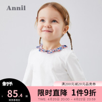 Anay childrens clothing womens T-shirt lace turned over long sleeves 2020 new pure color foreign air baby blouses spring clothing
