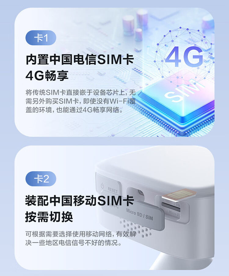 萤石小魔方CB60 PRO电池4G网络智能AI摄像头家用GPS监控免插电