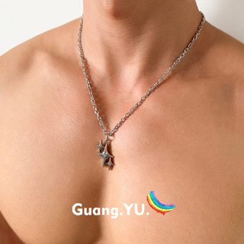Guangyu Three-Star Pendant Sweater Chain Spliced Titanium Steel Necklace for Men, High-End Niche Hip-Hop Accessories for Women