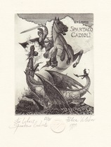 Bulgaria-velikov (peter velikov)-Copper engraving collection ticket George Slaying the Dragon