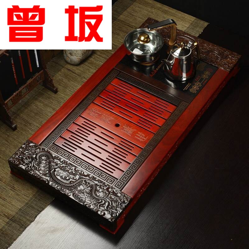 Once sitting factory hua limu ebony tea tray ceramic tea set four unity electrical undertakes a