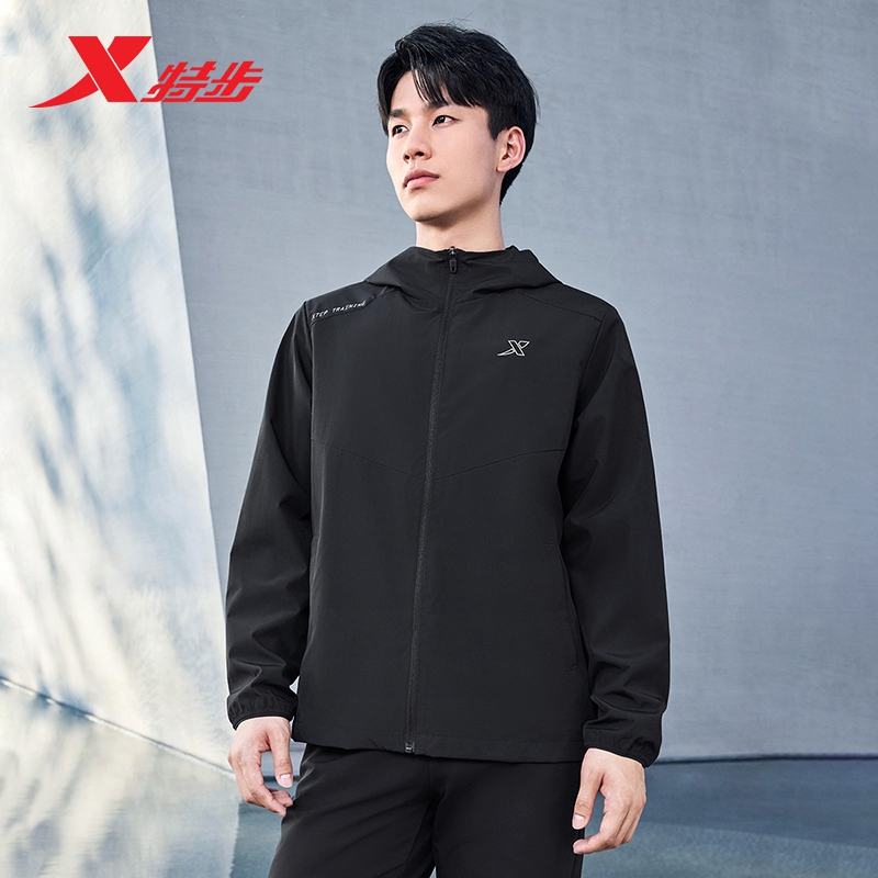 Xtep | Soft Shell Windproof Jacket for Men and Women, Official Authentic Outdoor Three-Proof Jacket, Hooded Sports Jacket