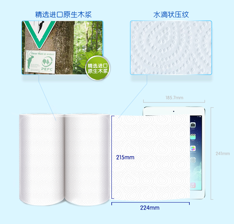 khăn giấy bếp Giấy cuộn nhà bếp Vida 2 lớp 75 phần 10 cuộn 10 Sản phẩm giấy thấm dầu - Sản phẩm giấy / Khăn giấy ướt giấy gấu trúc