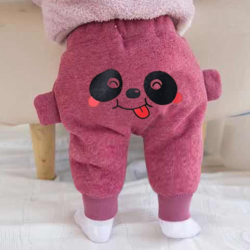 Baby plus velvet harlan pants baby big pp pants thick cotton pants winter long pants 0 outside wearing 1 boy 2 girls 3 years old