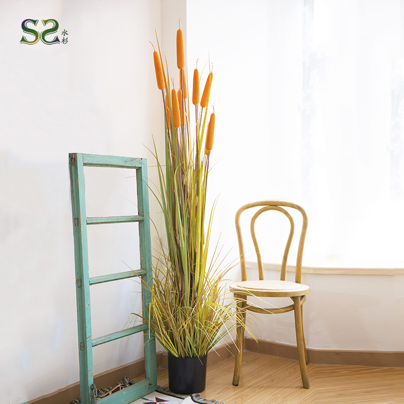 Reed grass candle simulation flower room decorated Nordic green plant bush club farmer furniture